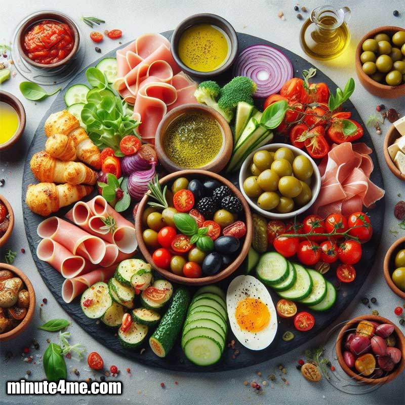 Assembling an Mediterranean Diet Appetizer Platter