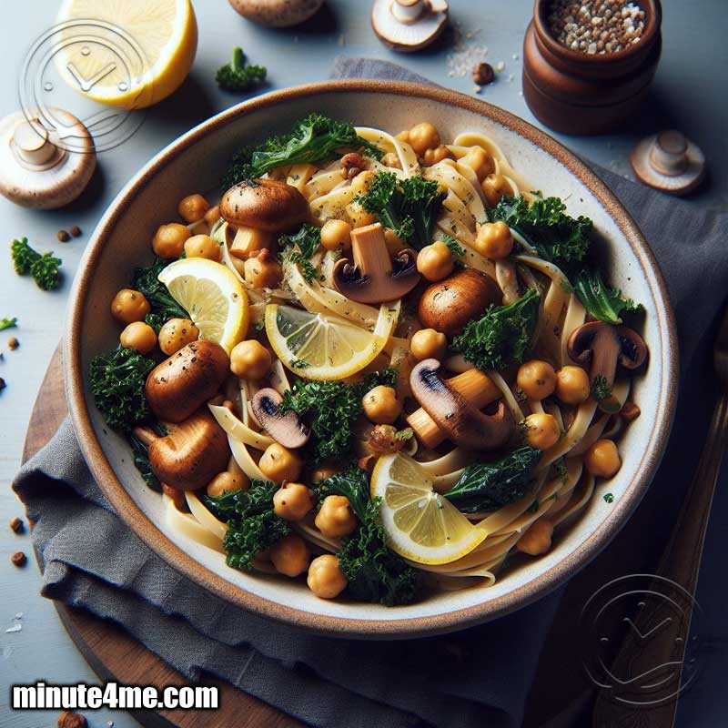 Chickpea Pasta with Mushrooms & Kale